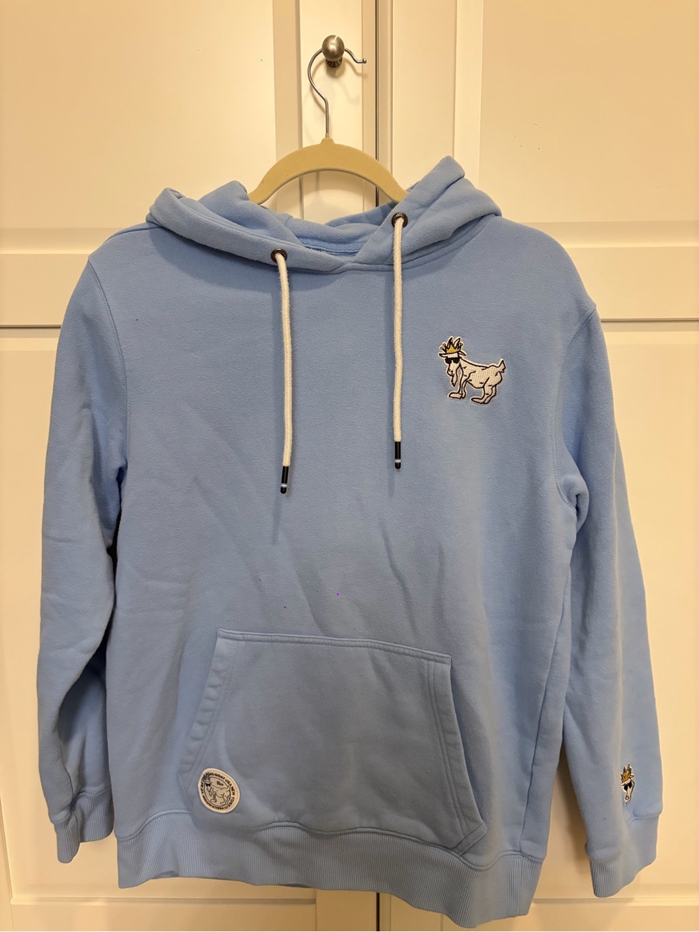 GOAT USA OG Hooded Sweatshirt - Light Blue Hoodie with Embroidered Goat Patch